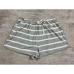 Perfect Lounge Shorts Womens XL Grey White Striped Knit Drawstring Sleepwear